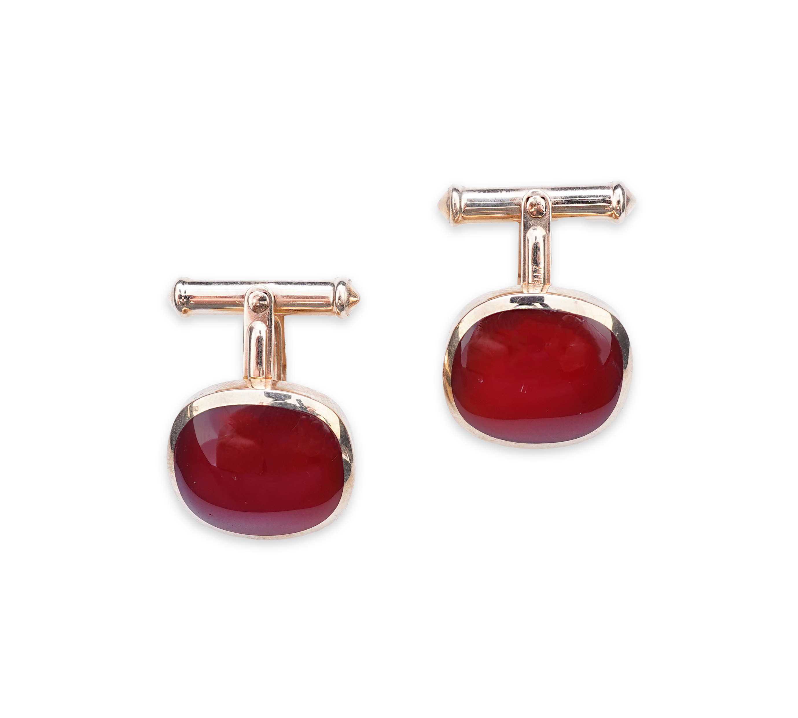 A pair of carnelian cufflinks